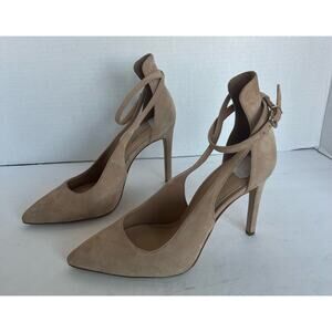 NWT Gianni Bini Lulaa Tan Suede Cut-Out Detail Ankle Pointy Toe Dress Pumps 9.5M